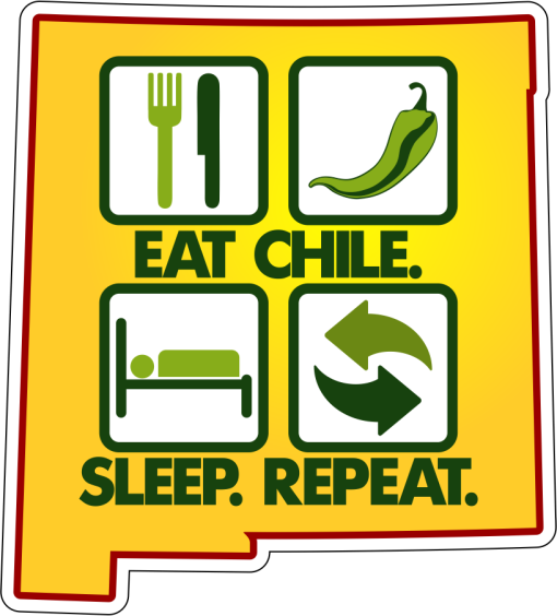 Eat Chile, Sleep Repeat NM Outline Decal